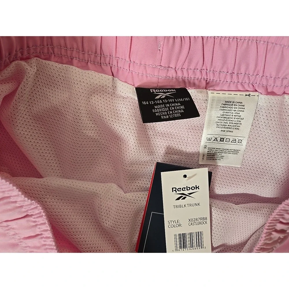 Reebok Swim Trunks Boys LARGE 14/16 Colorblock UPF 50 Mesh Lining NEW